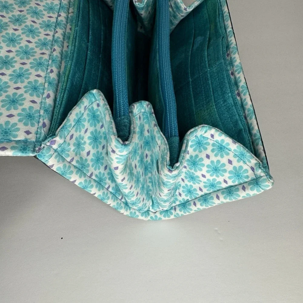 New Handmade quilted multifunction accordion wallet Soft shabby chic boho‎ heart
